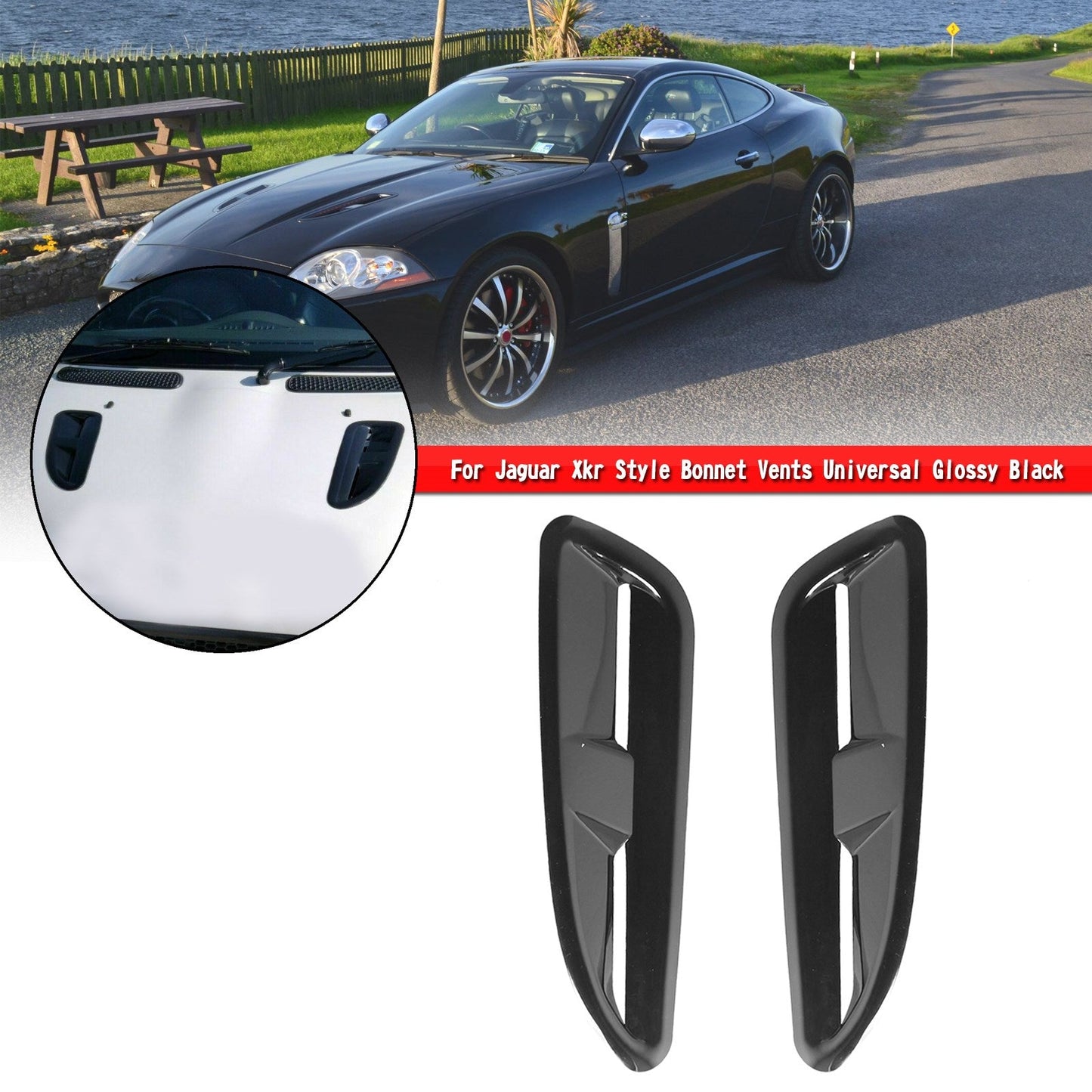 ABS-Kunststoff-Motorhaubenentlüftungsöffnungen in glänzendem Schwarz für Jaguar Xkr Style Rs Vxr Ford Bmw