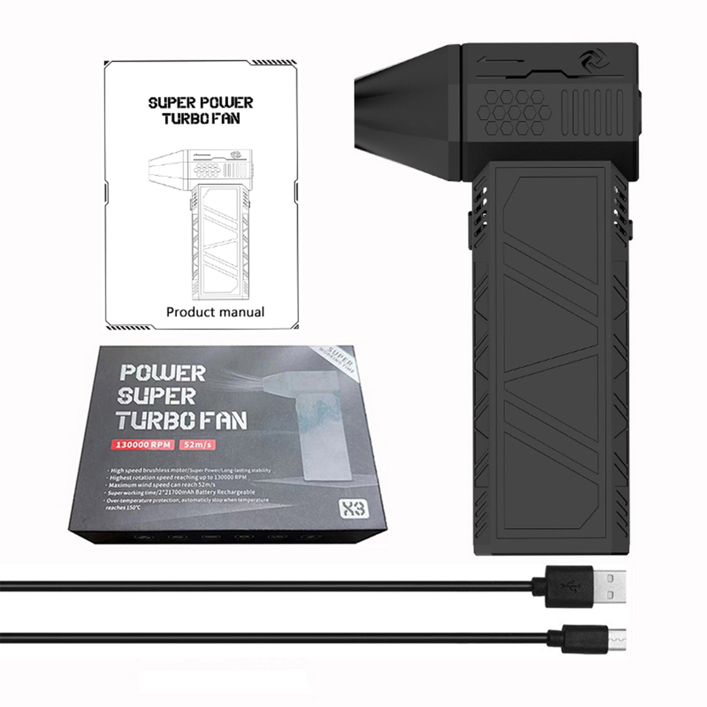 130.000 U/min Turbogebl?se Jet Fan Violent Turbofan Bürstenloser Motor wiederaufladbar