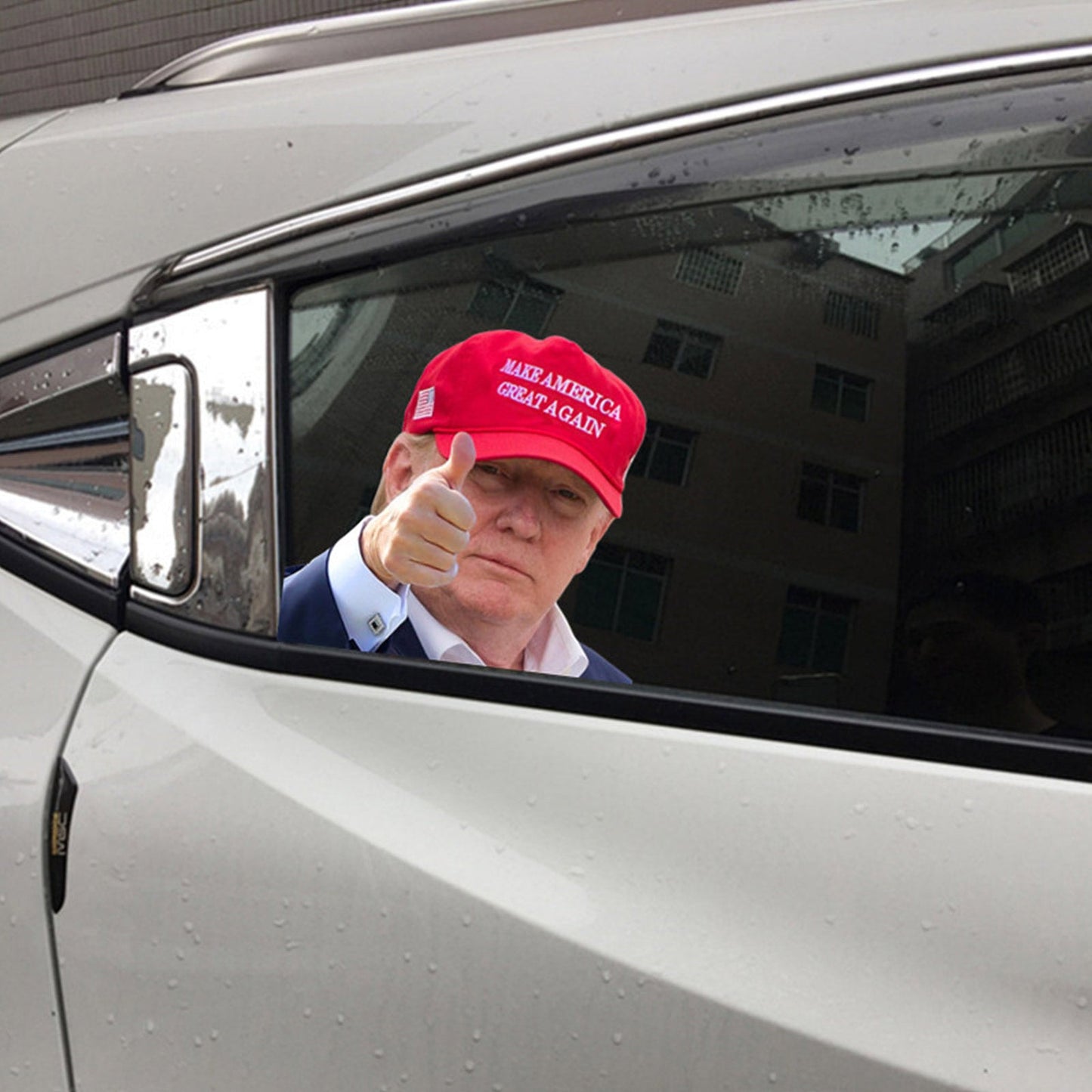Autofensteraufkleber in Lebensgröße Passagierfahrt mit Trump President 2020 R