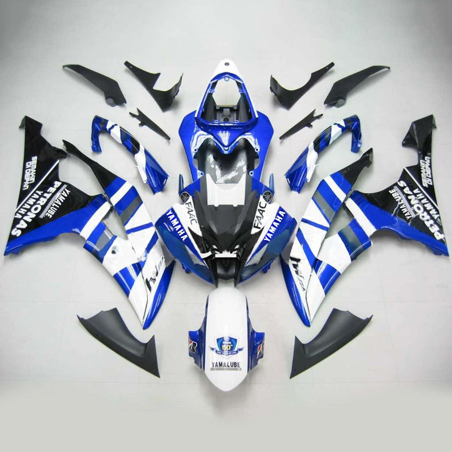 Amotopart Yamaha 2008-2016 YZF 600 R6 White Blue Fairing Kit