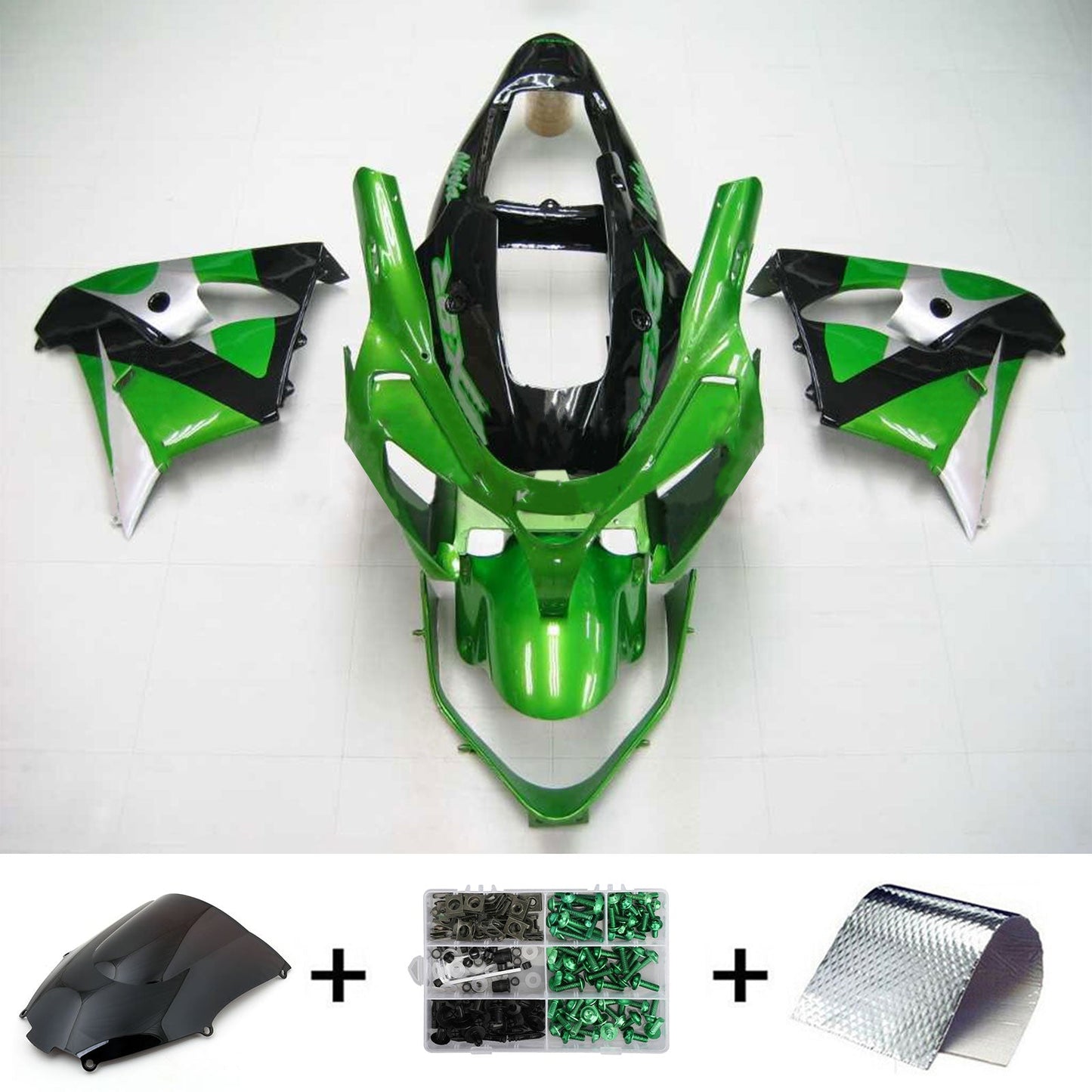 Amotopart Kawasaki 2002-2003 ZX9R Green Black Abzugskit