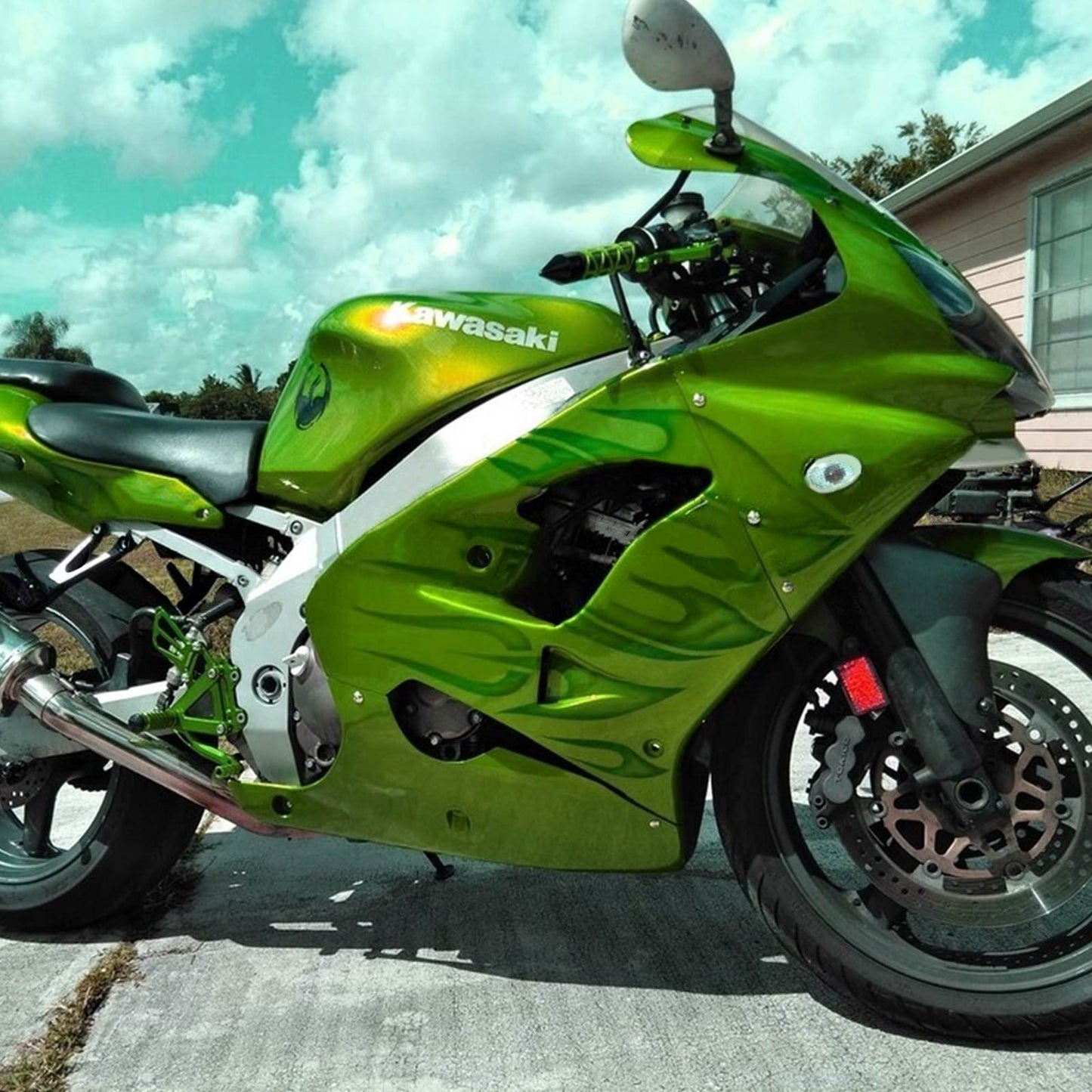 Amotopart Kawasaki ZX9R 2000-2001 Gloss Green Fearing Kit