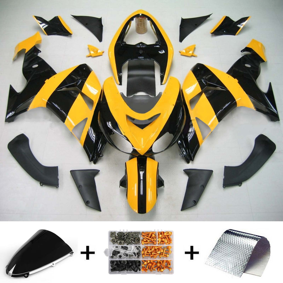 Kit de carénage Amotopart Kawasaki ZX10R 2006-2007 Jaune Noir