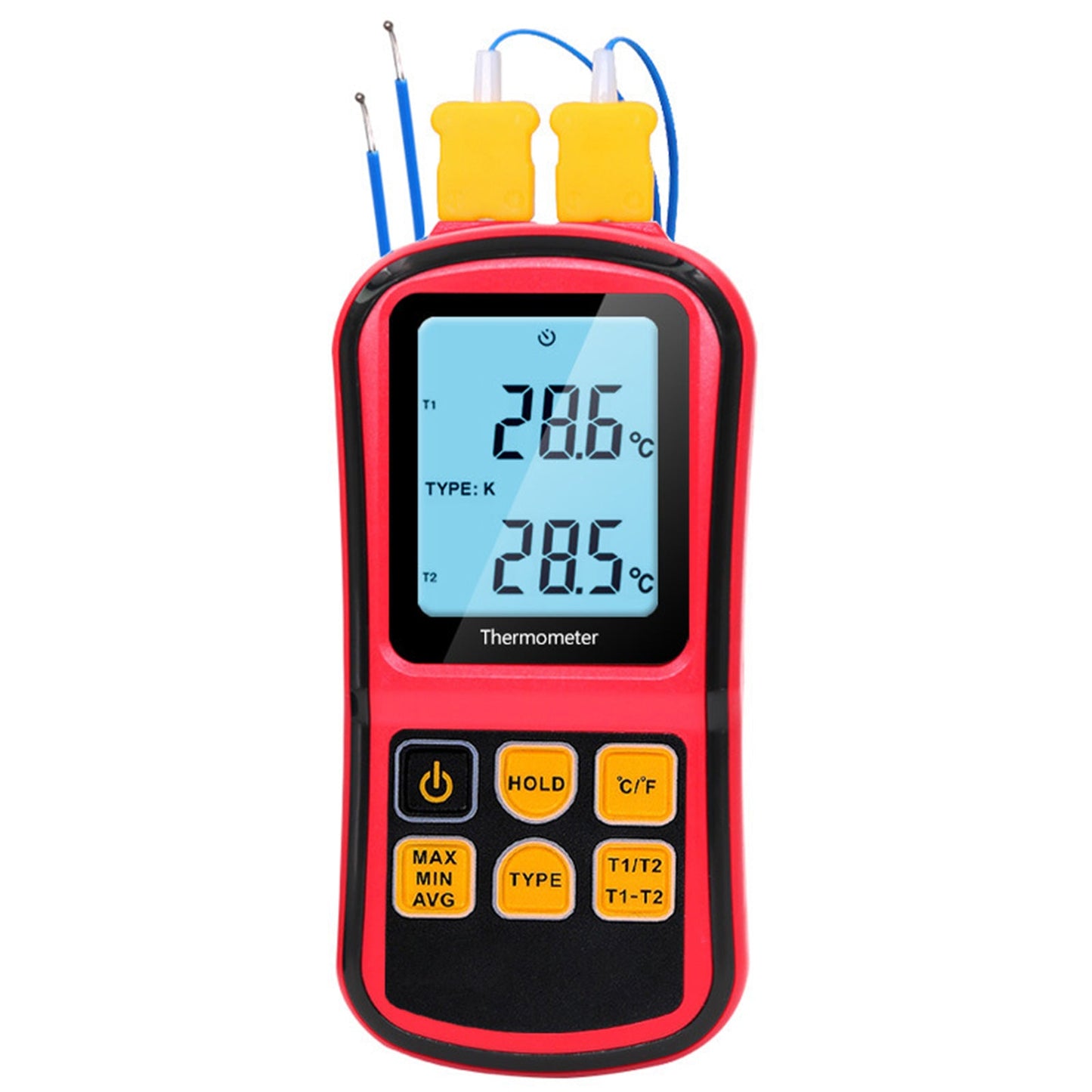 Digitales Thermoelement Thermometer Temperatur Zweikanal-Messgerät Tester LCD