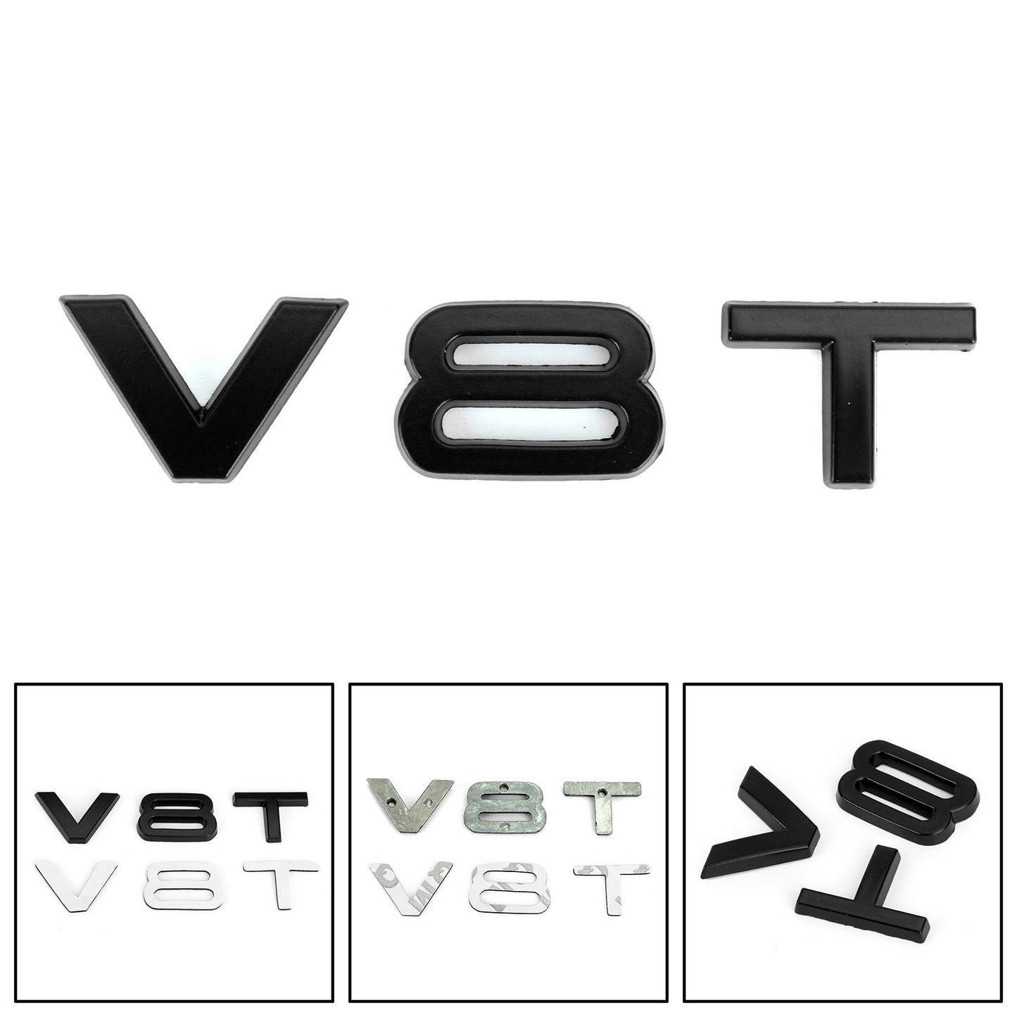 Badge emblème V8T pour Audi A1 A3 A4 A5 A6 A7 Q3 Q5 Q7 S7 S7 S8 S4 Sq5 Noir