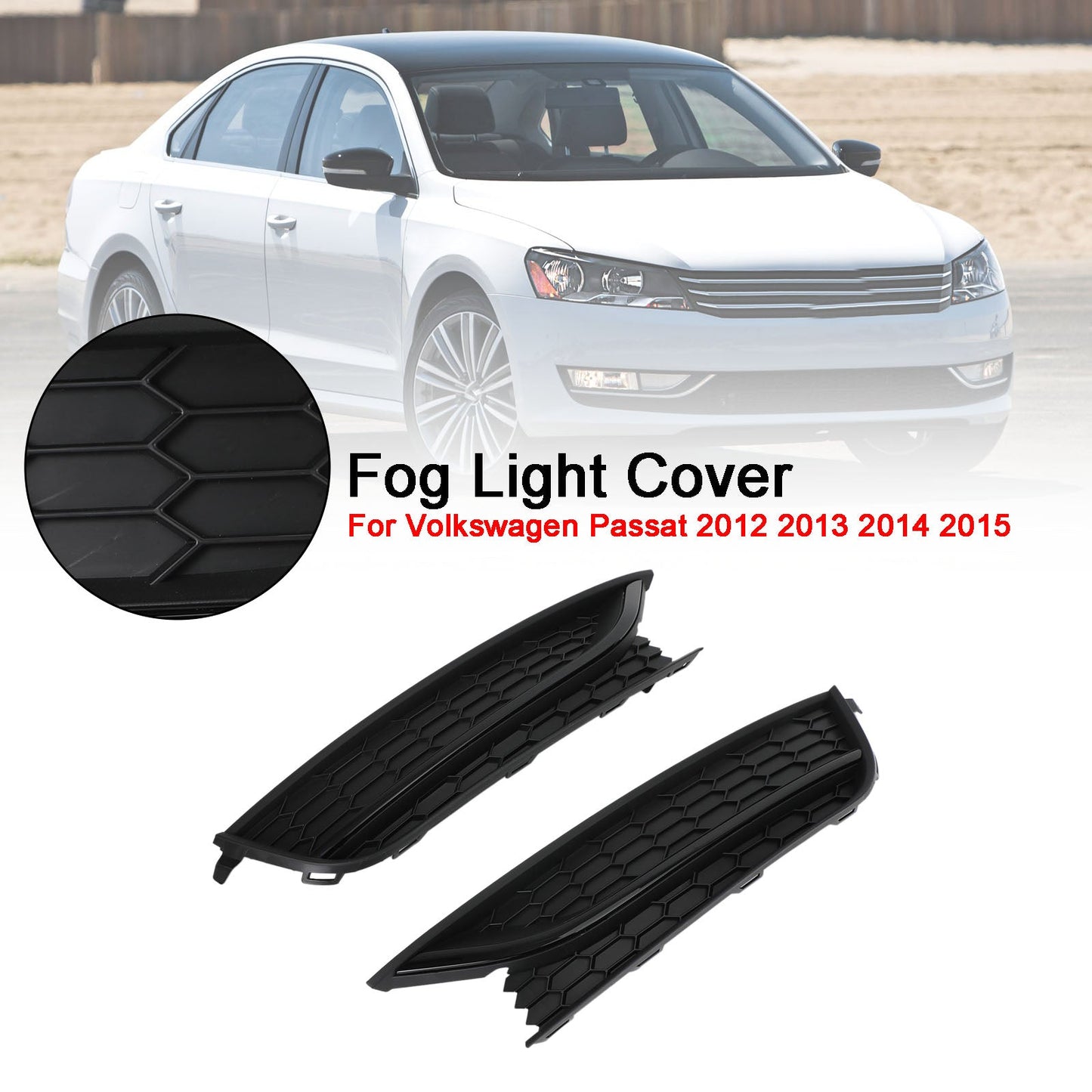 2PCS Volkswagen Passat 2012-2015 Couvercle de phare antibrouillard avant Noir