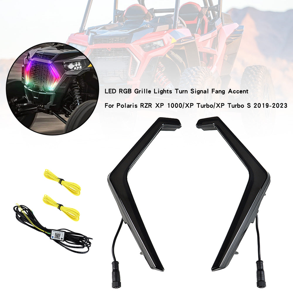 Polaris RZR XP 1000 Turbo 2019-2022 LED RGB Grille Lights Turn Signal Fang Accent