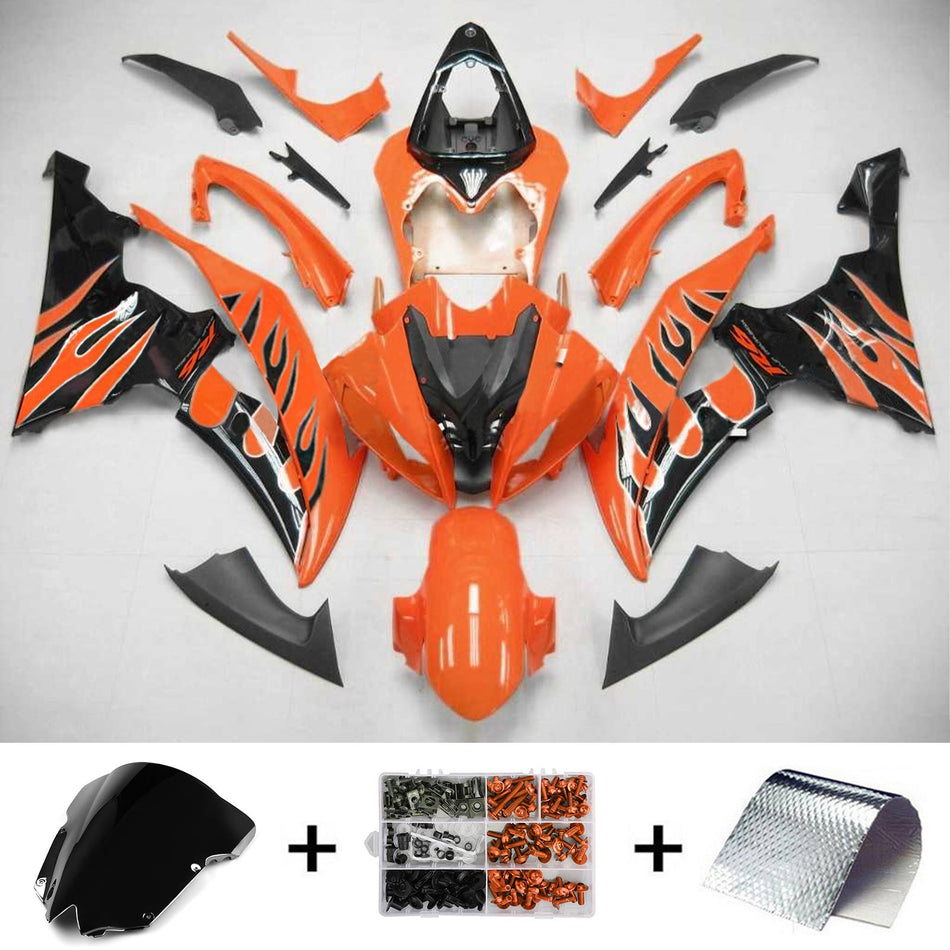 Amotopart Yamaha 2008-2016 YZF 600 R6 Noir avec kit de carénage orange