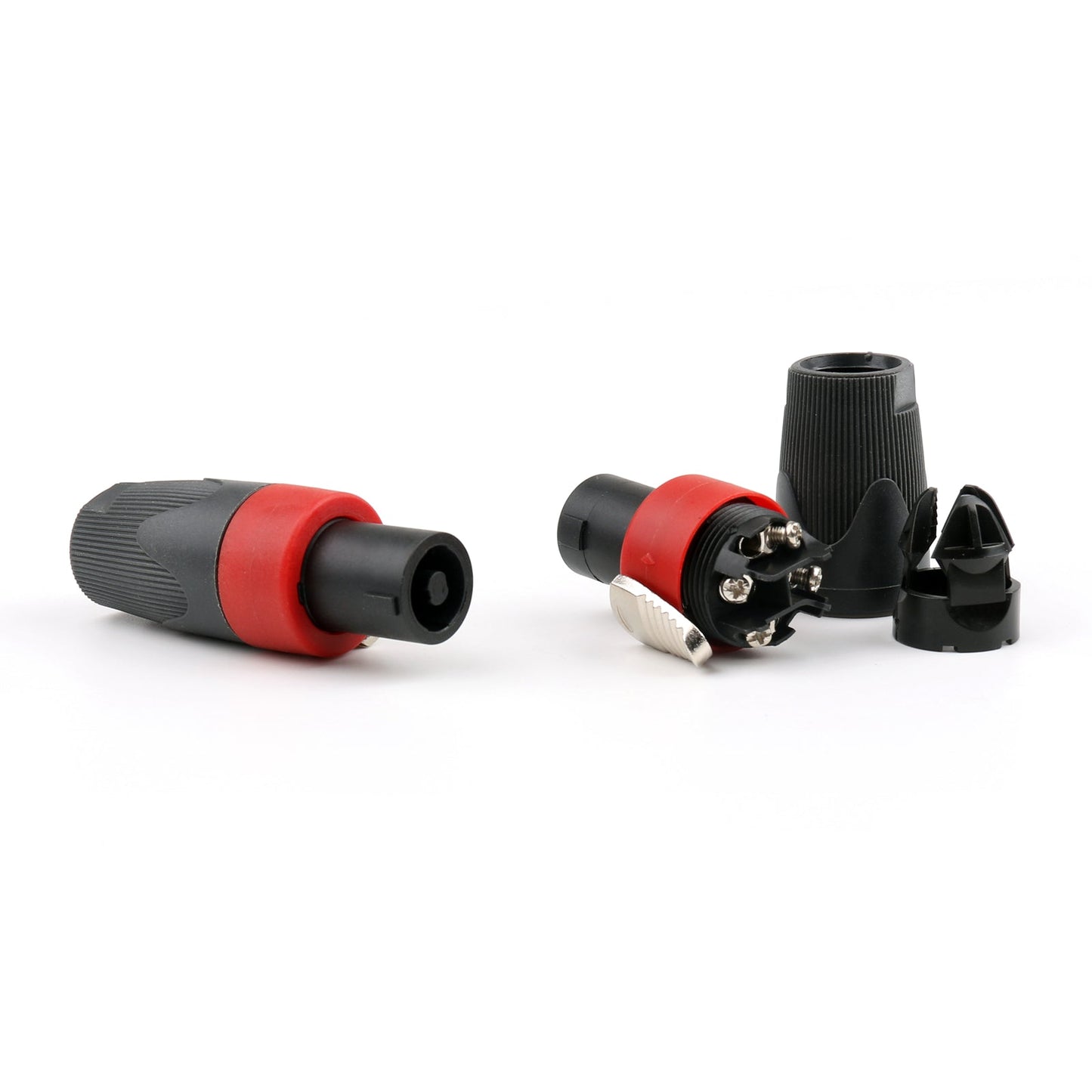 Lot de 2 connecteurs de câble audio compatibles Speakon 4 broches mâles de haute qualité rouge