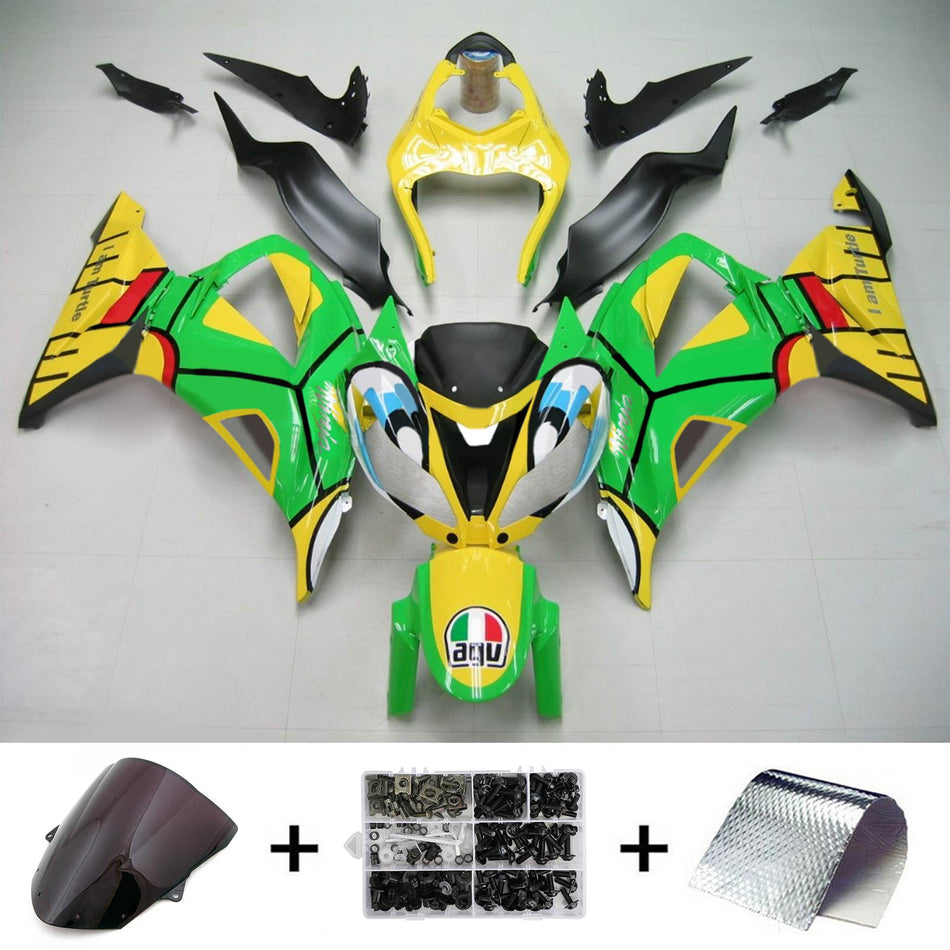 Amotopart Kawasaki 2013-2018 ZX6R 636 Kit Craignant Vert Jaune