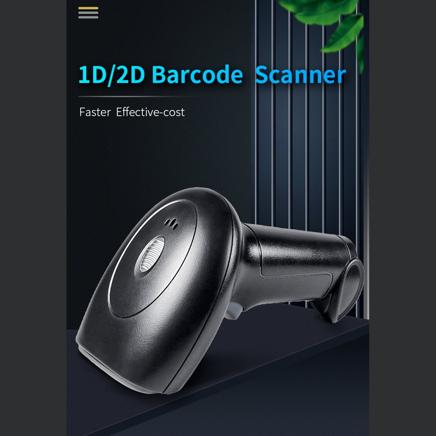 Scanner automatique de code-barres à balayage laser USB 2 en 1 pistolet de lecteur de code 1D + 2D avec support