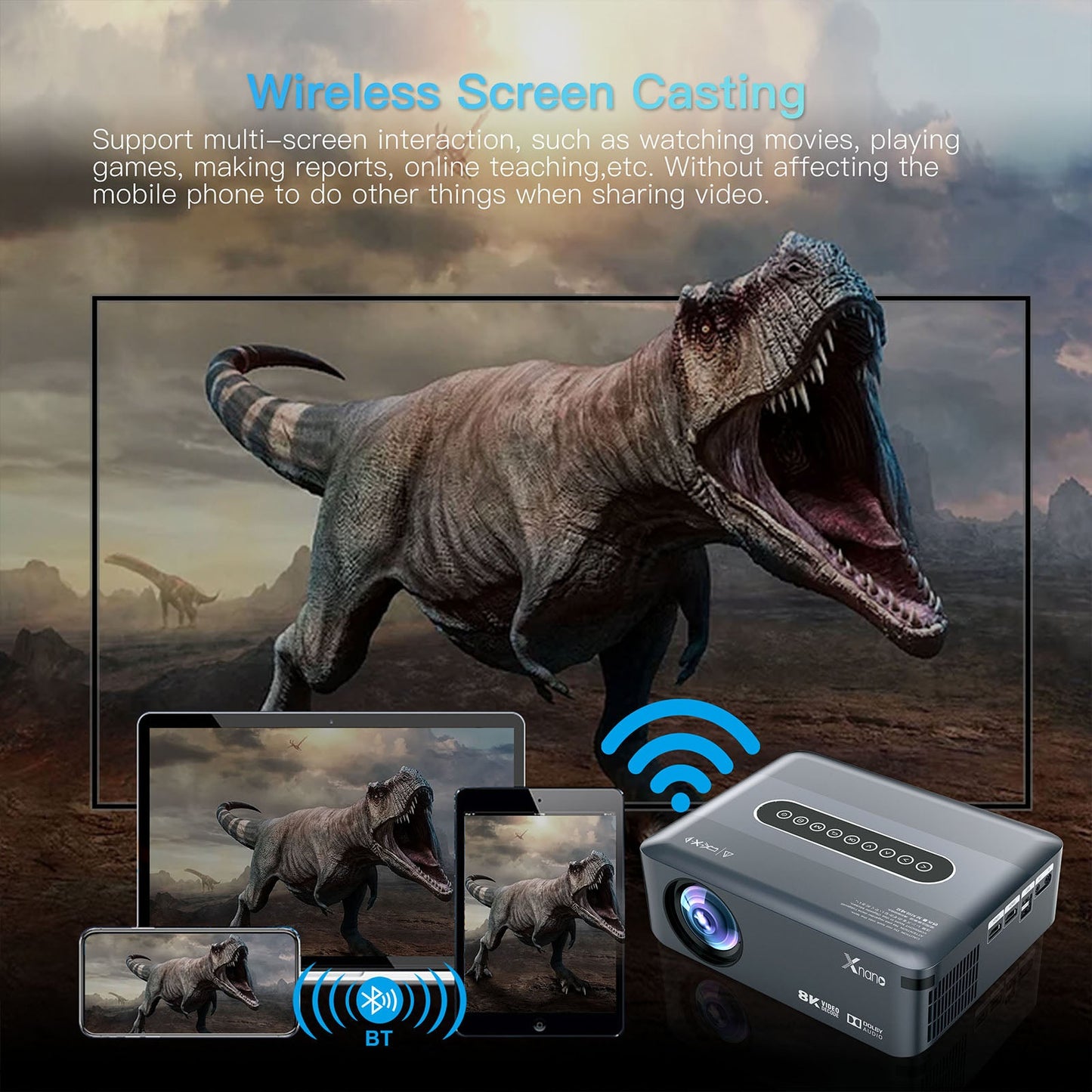 Projection de décodage Ultra HD 8K Projecteur de film Android 1080p Ordinateurs portables de téléphone à la maison