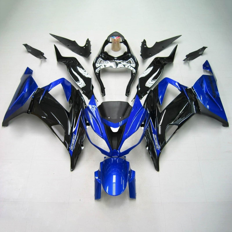 Amotopart Kawasaki 2013-2018 ZX6R 636 Kit de carénage Noir Bleu