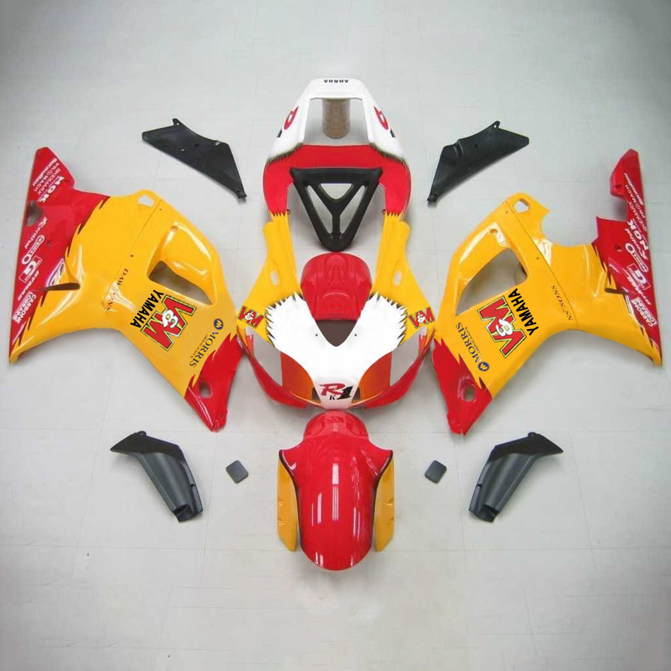 Kit livré Amotopart Yamaha 1998-1999 YZF 1000 R1 Rouge Jaune