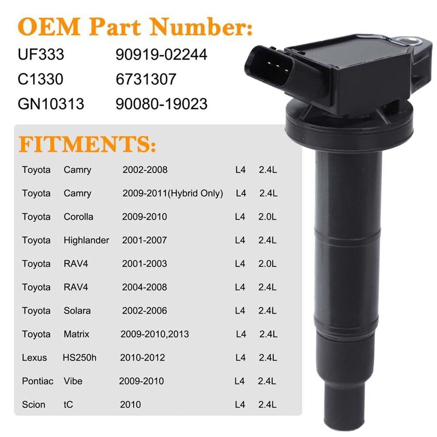 2001-2007 Toyota Highlander L4 2.4L 4x Zündspule + Zündkerze UF333 UF494