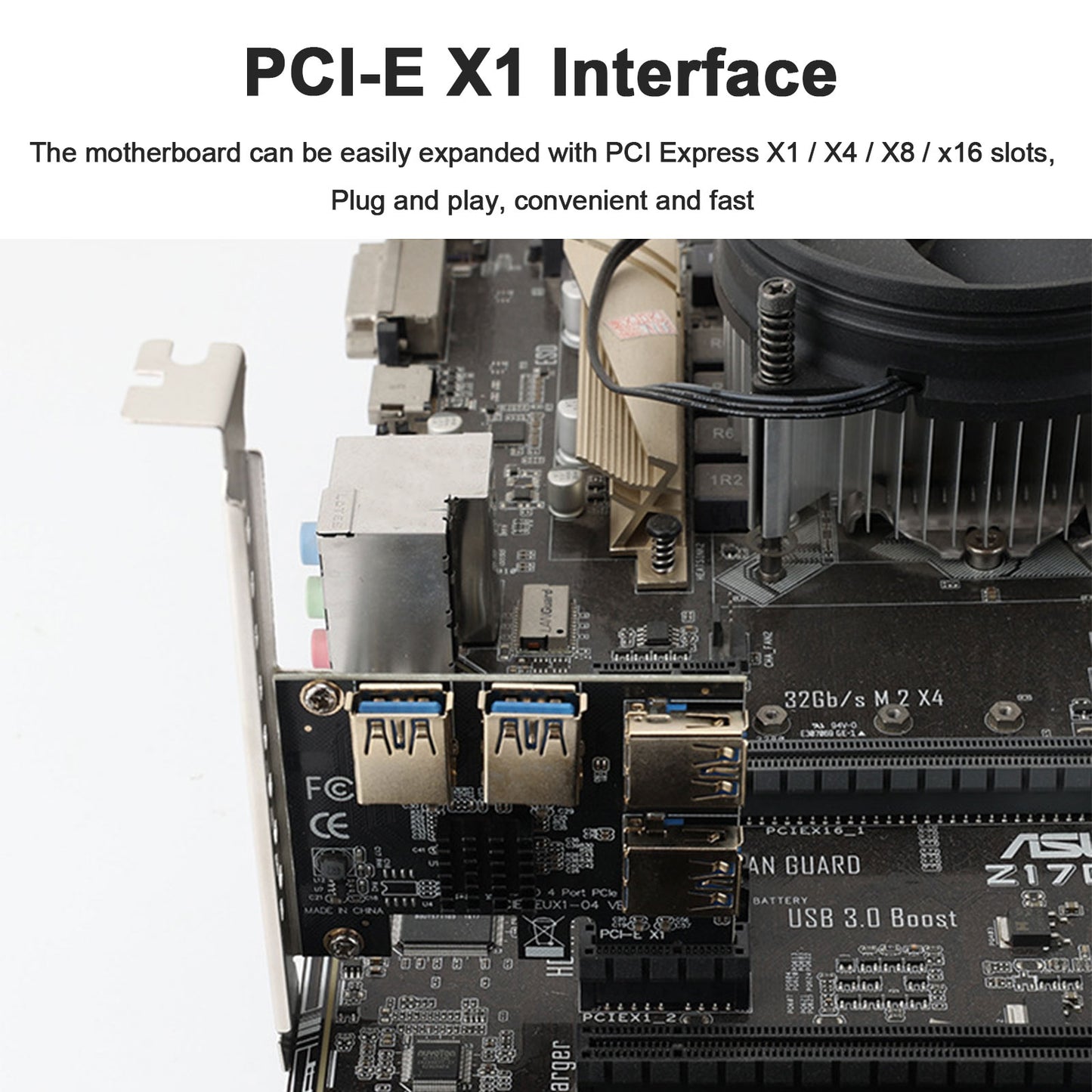 4 Ports PCIe Riser Adapter Board PCI E 1x to 4 USB 3.0 PCI E für Bitcoin Mining