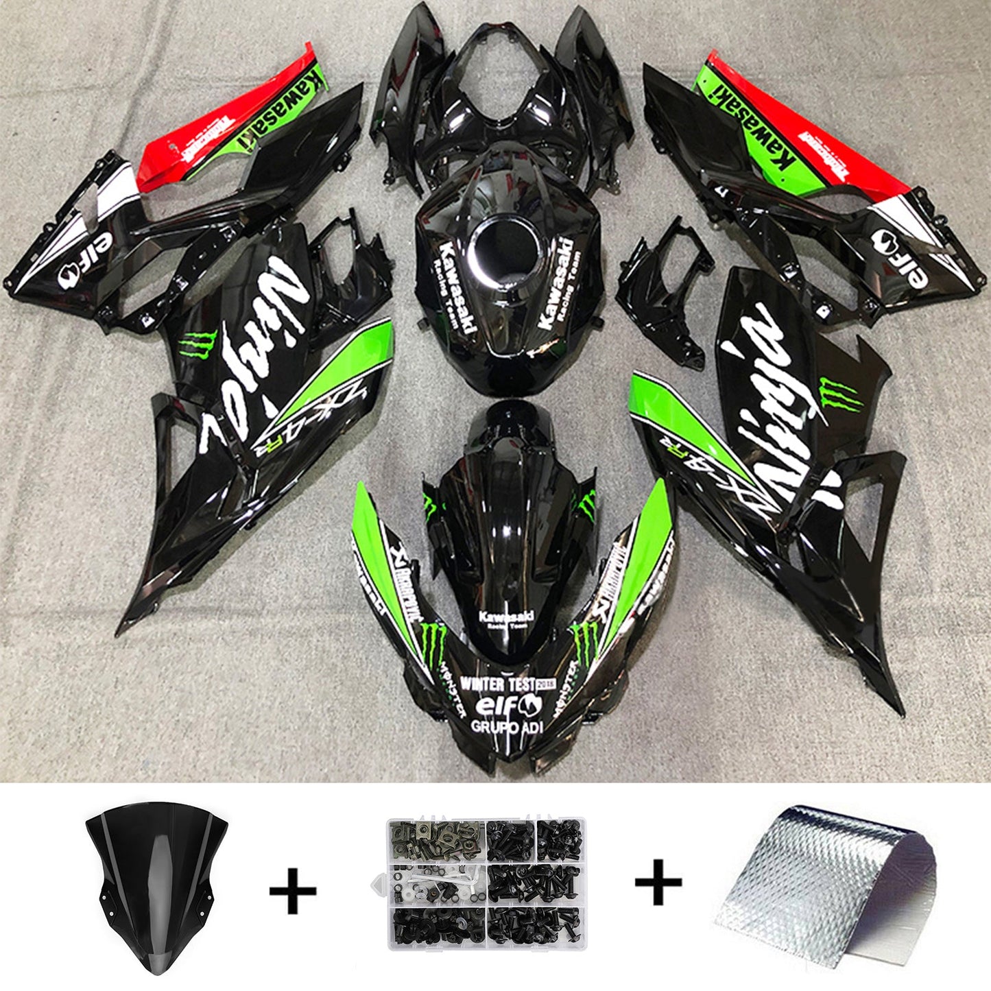 Kit de carénage Amotopart Kawasaki EX400/Ninja400 2018-2022