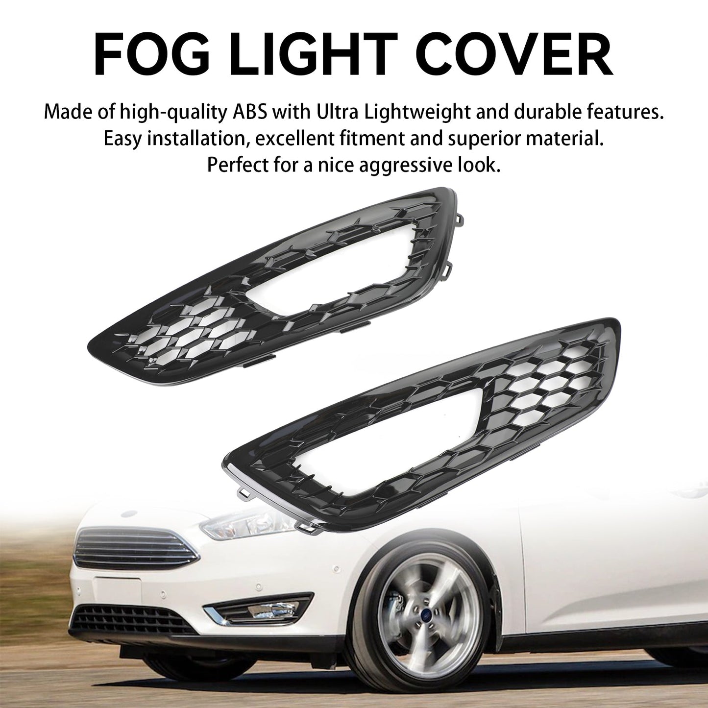 Ford Focus 2015-2017 Paire de pare-chocs avant antibrouillard couvercle lunette grille