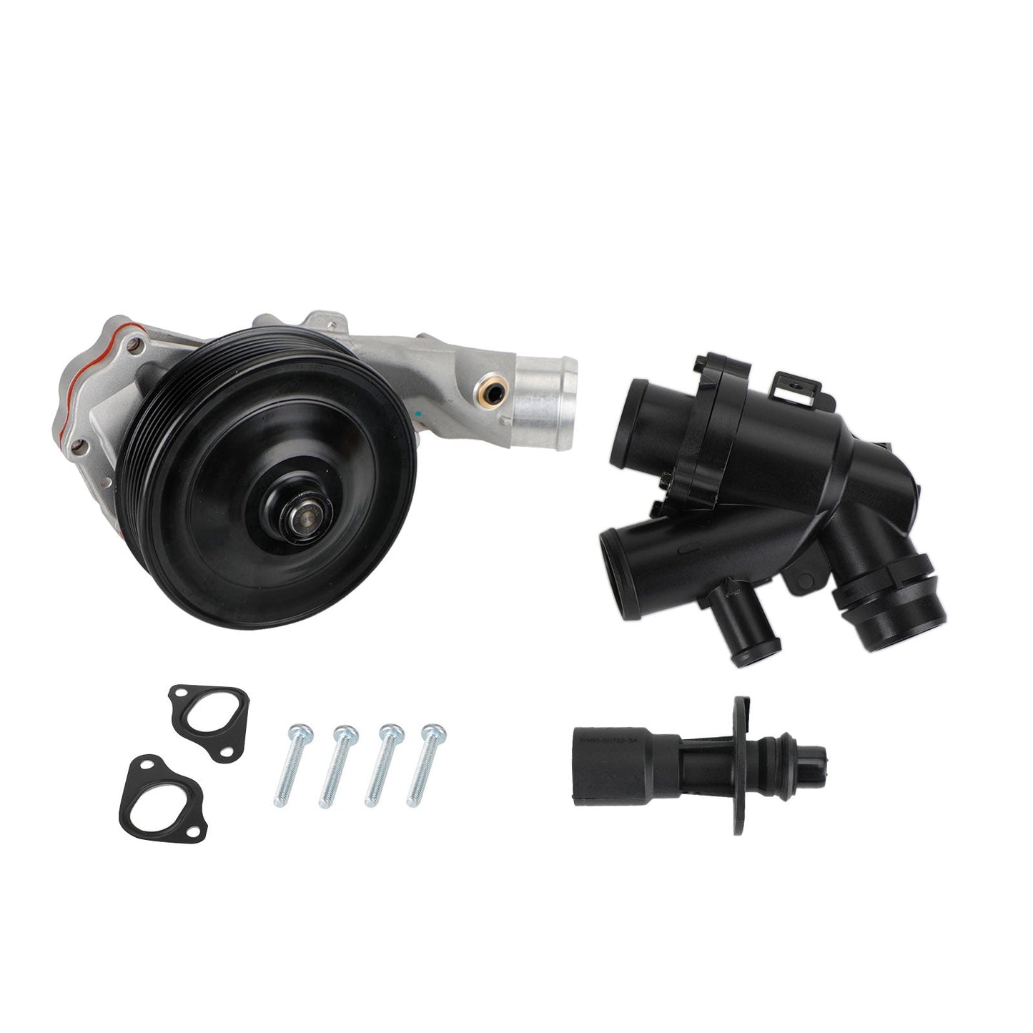 Jaguar Land Rover V8 Wasserpumpe mit Schrauben, Dichtungen, Stecker + Thermostat-Kit