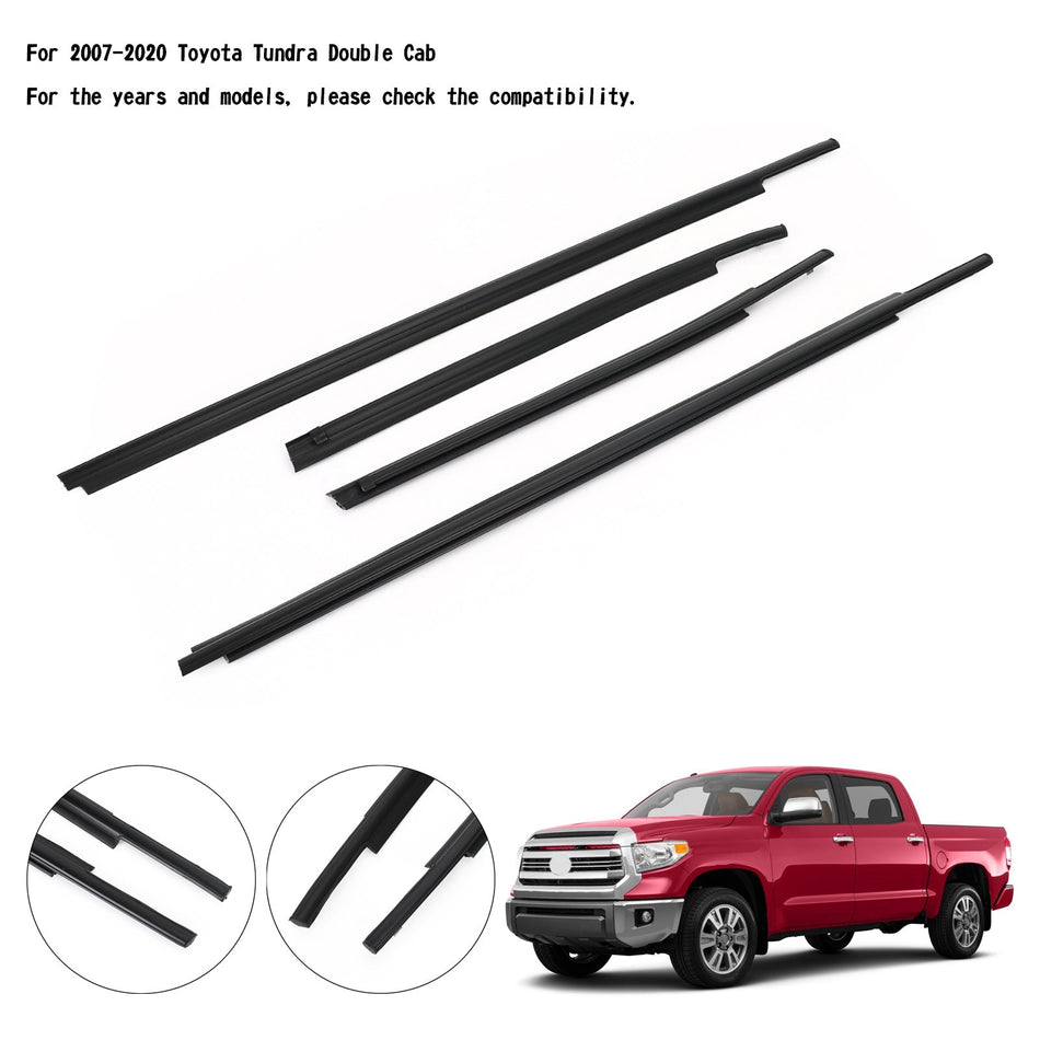 4 bandes d'étanchéité pour fenêtre de voiture pour Toyota Tundra Double Cab 07-20 générique