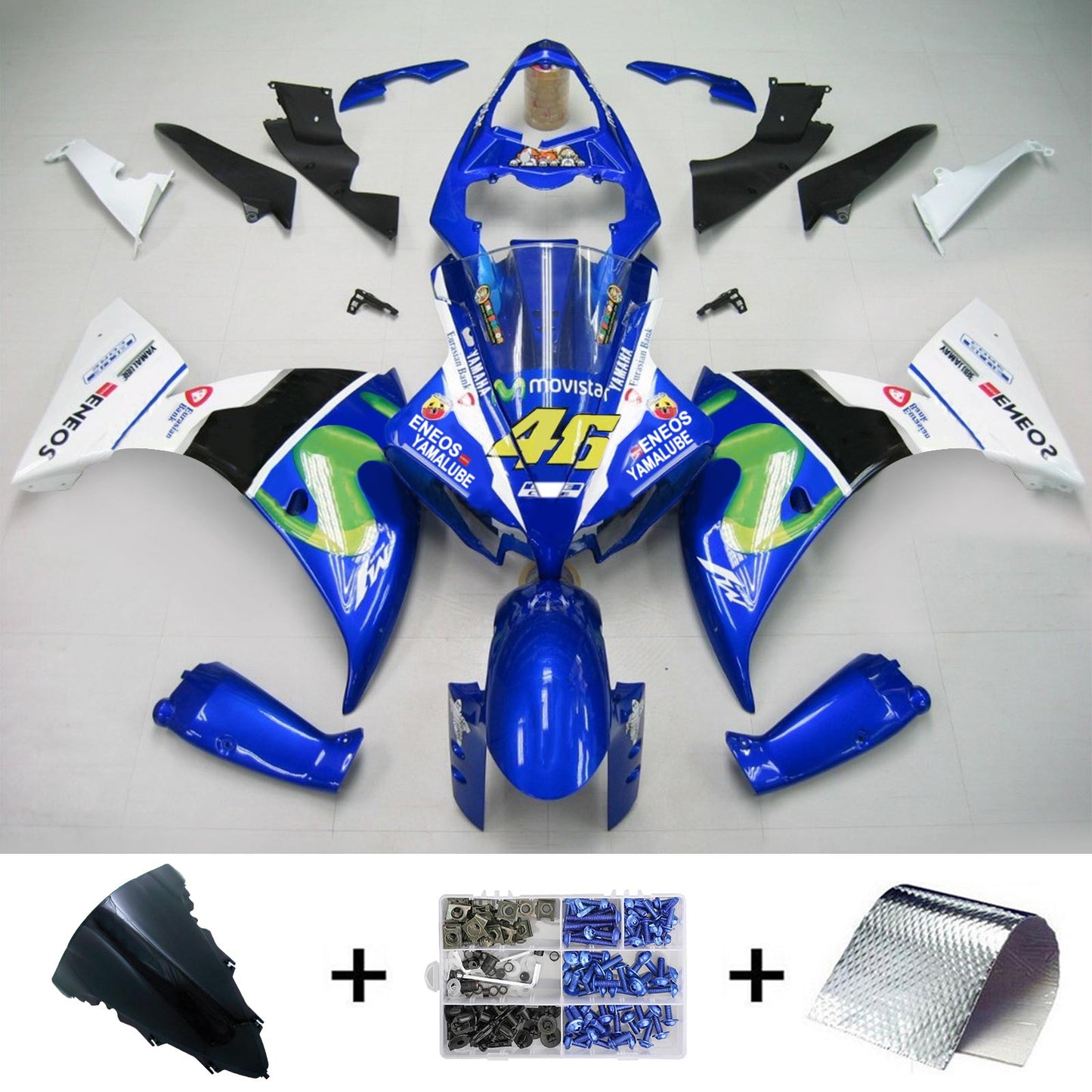 Amotopart Yamaha 2012-2014 YZF 1000 R1 Blue White Abzugskit