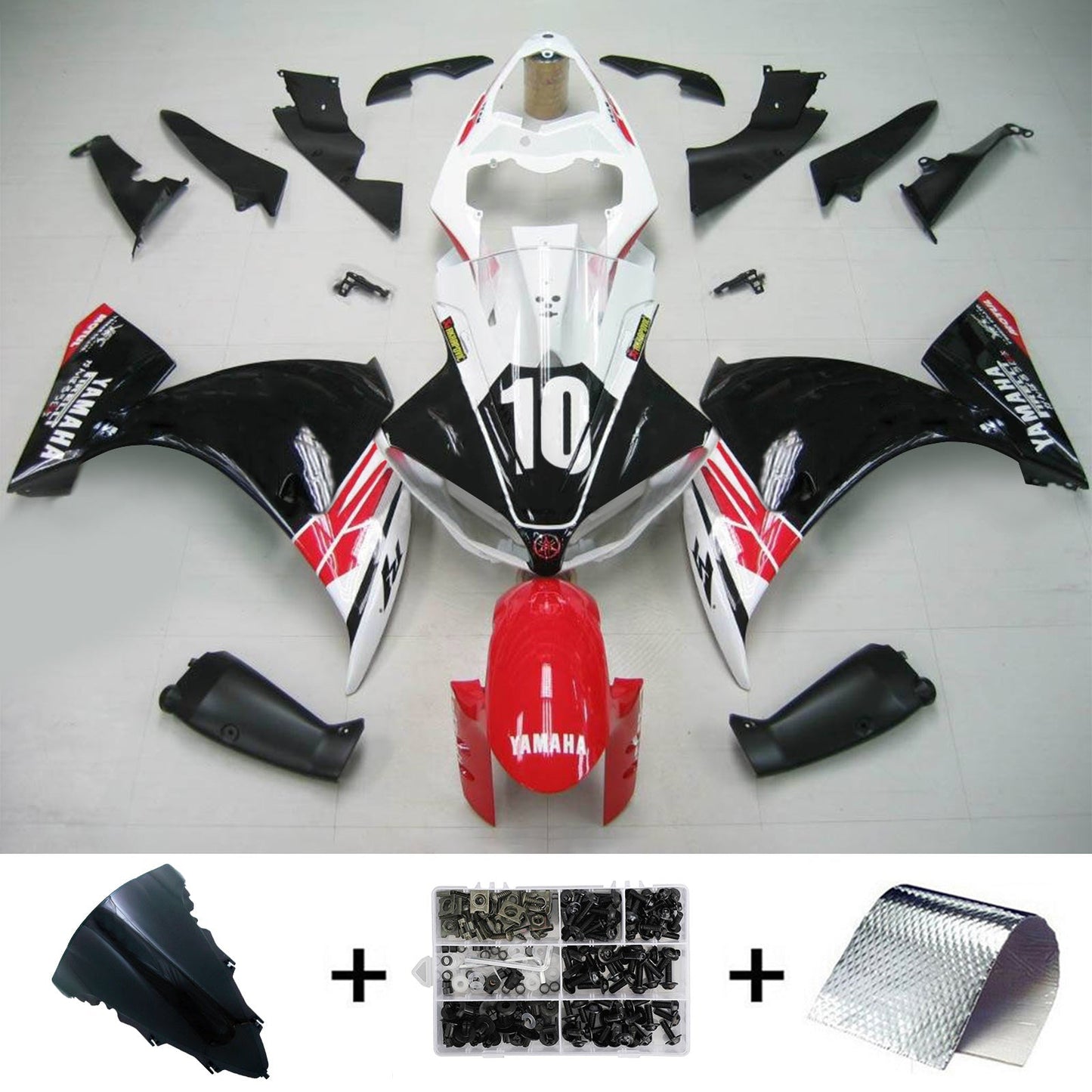 Amotopart Yamaha 2012-2014 YZF 1000 R1 White Red Black Dehnung Kit