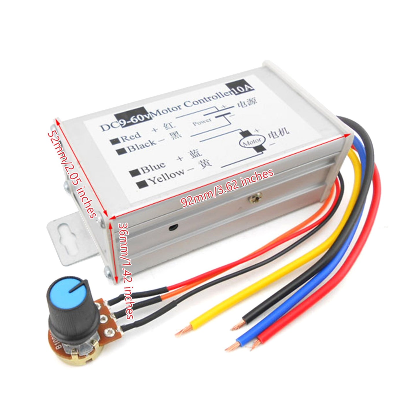 Contrôleur de vitesse de moteur à courant continu PWM Switch Control 12V 24V 36V 20A