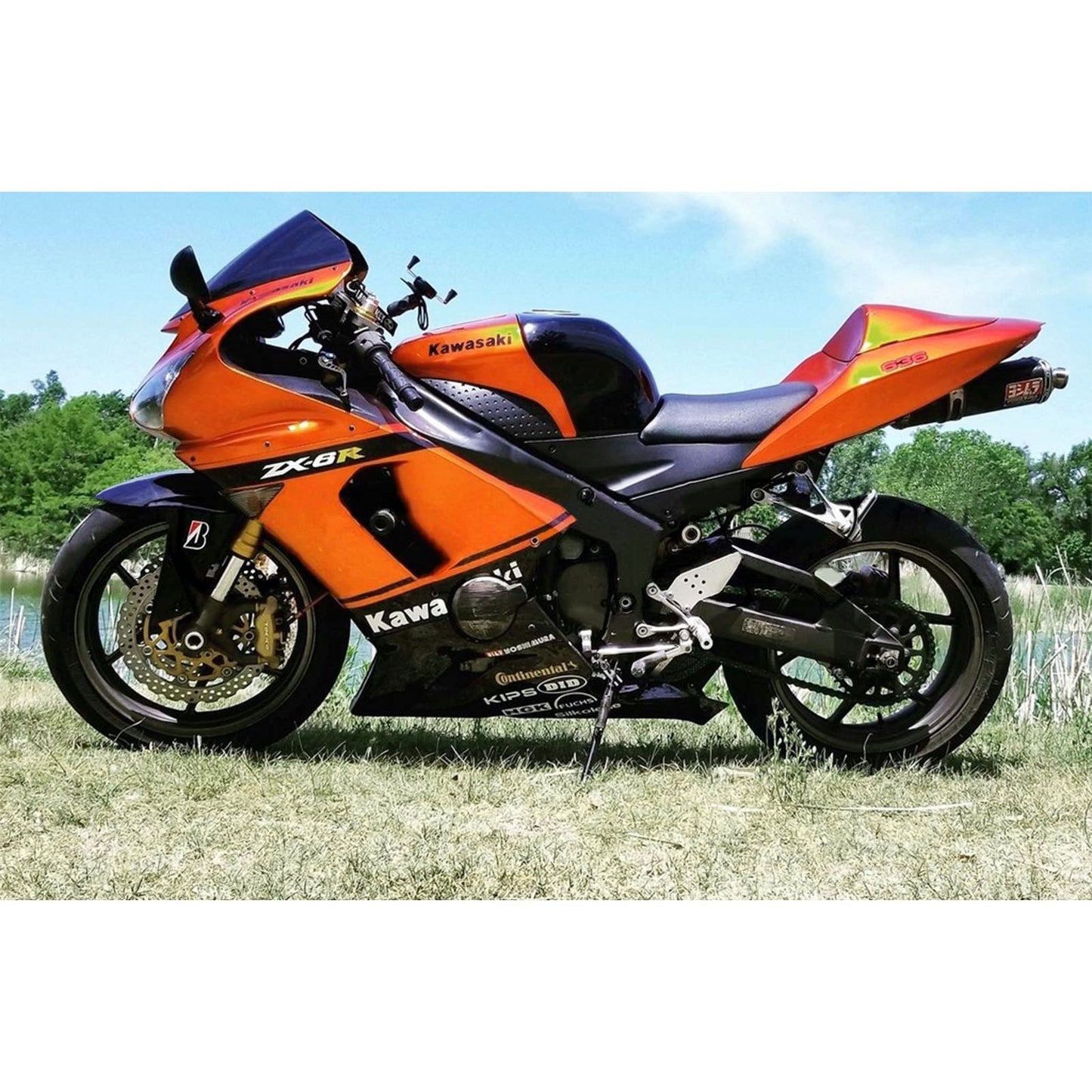 Amotopart Kawasaki 2005-2006 ZX6R 636 Black Orange Mix Abzugskit