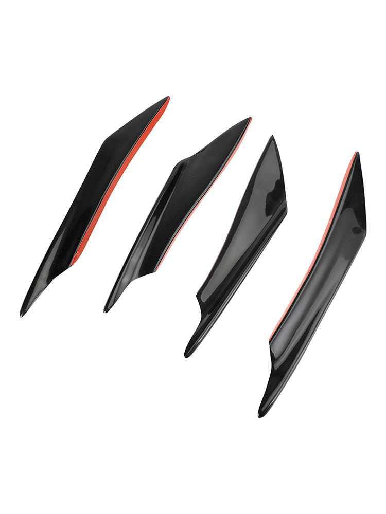 4 Pcs Universal Car Front Bumper Fins Body Splitter Spoiler Canards Gloss Black
