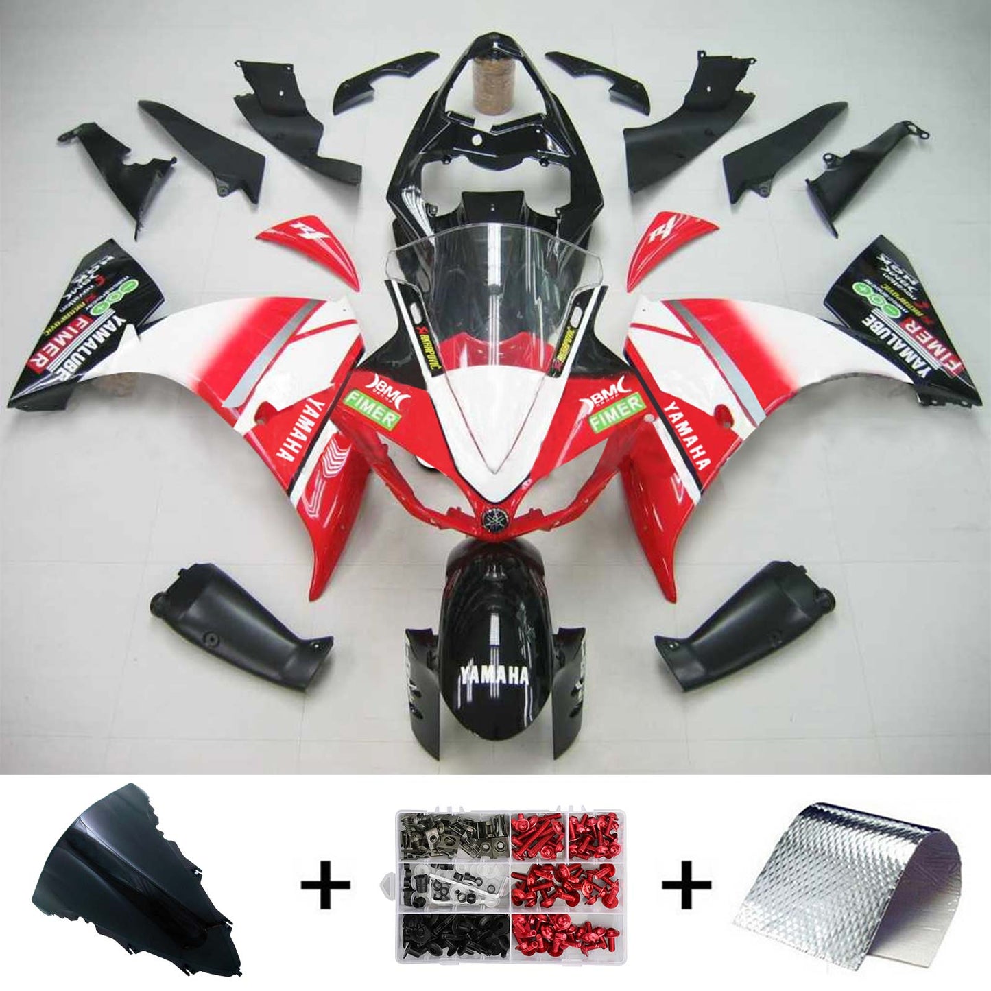 Amotopart Yamaha 2009-2011 YZF 1000 R1 Red White Black Fairing Kit