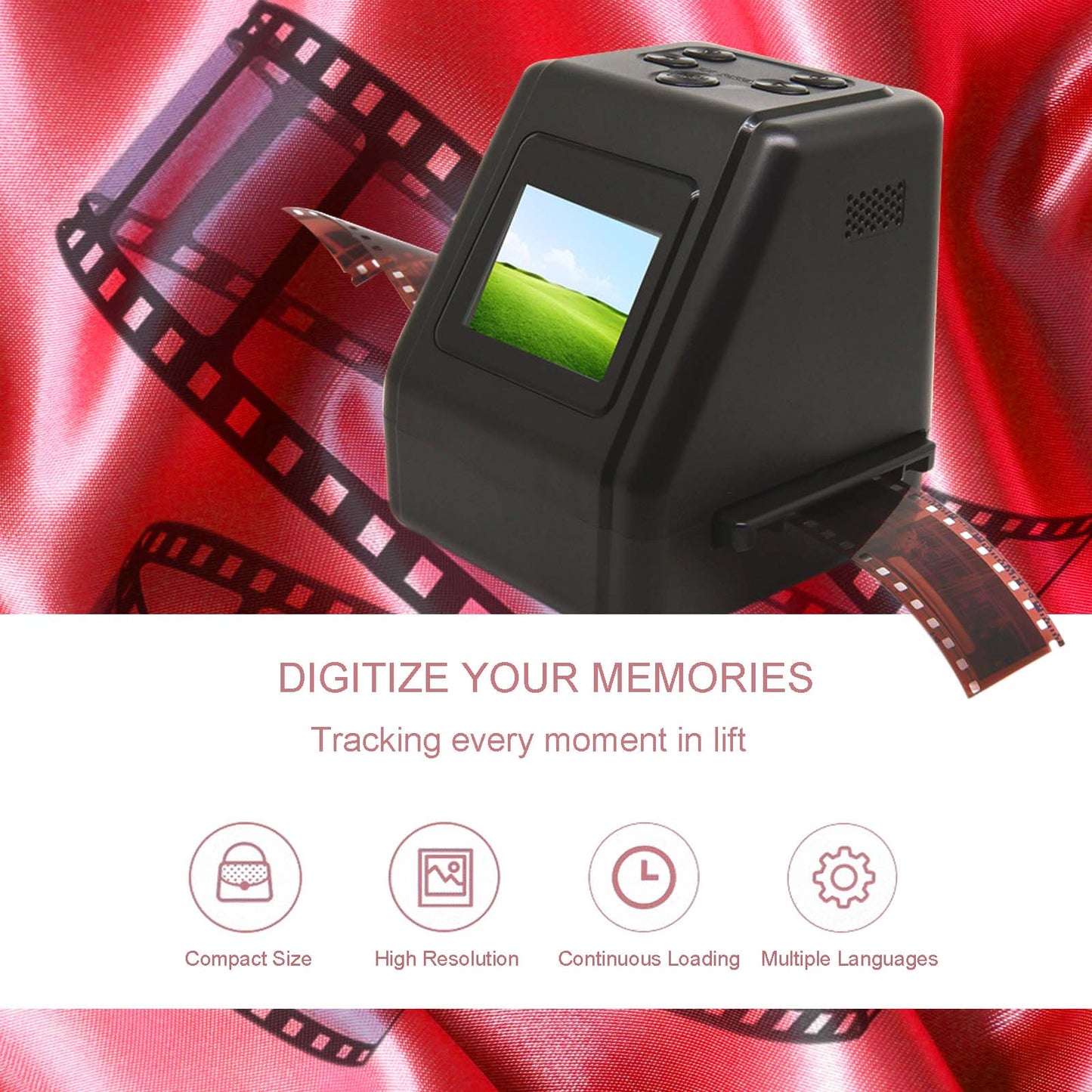 Scanner de film 22MP 35mm/135 110 126KPK diapositives et système tactile couleur négatif
