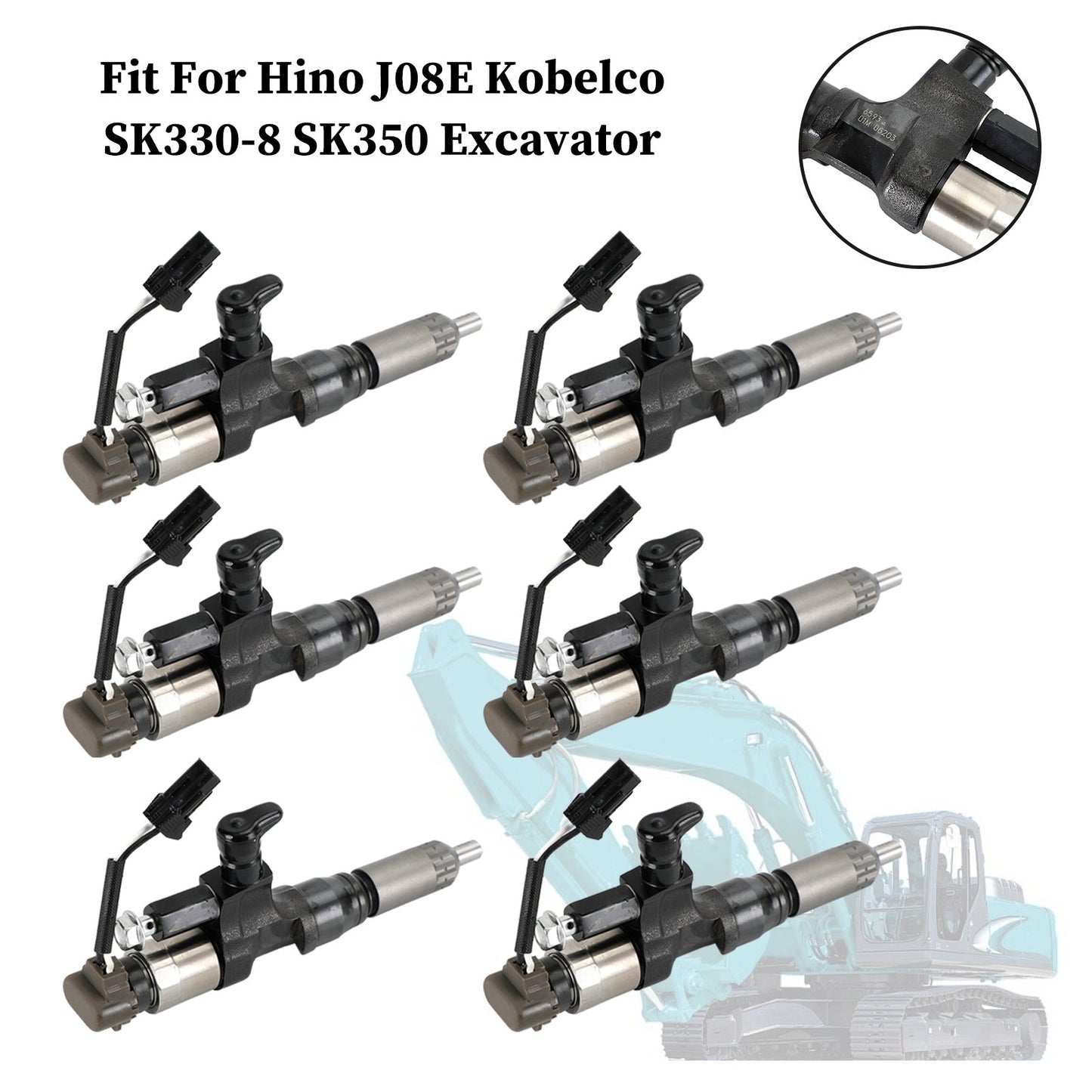 1984-2018 Hino J08E Kobelco 3.8 4.7 Injecteurs de carburant diesel 6PCS 095000-6593