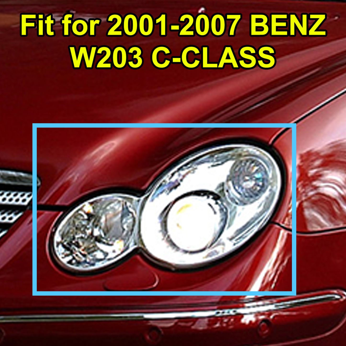 Couvercle en plastique de coque en verre de phare gauche + droite pour 2001-2007 Benz W203 Classe C