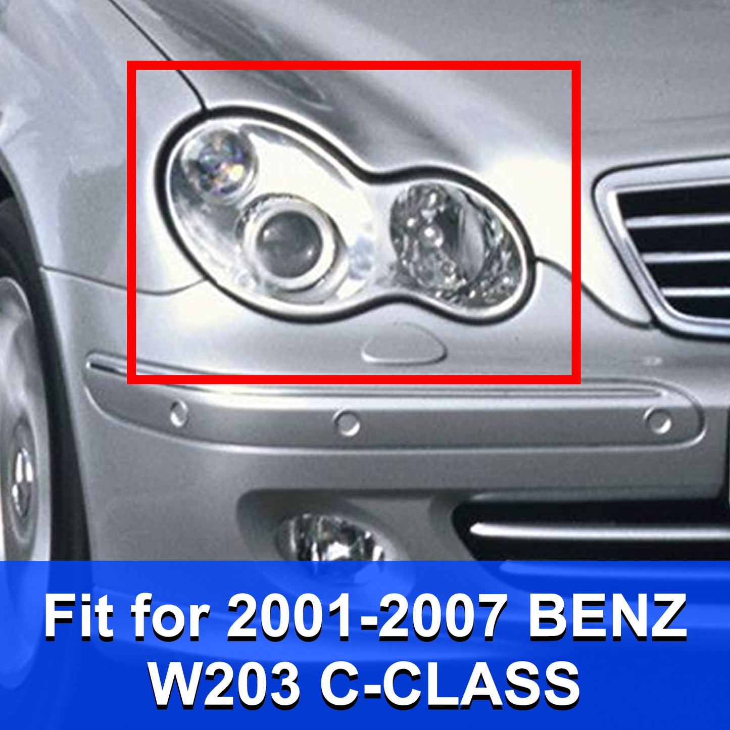 Scheinwerferglasschale Kunststoffabdeckung links + rechts für 2001-2007 Benz W203 C-Klasse