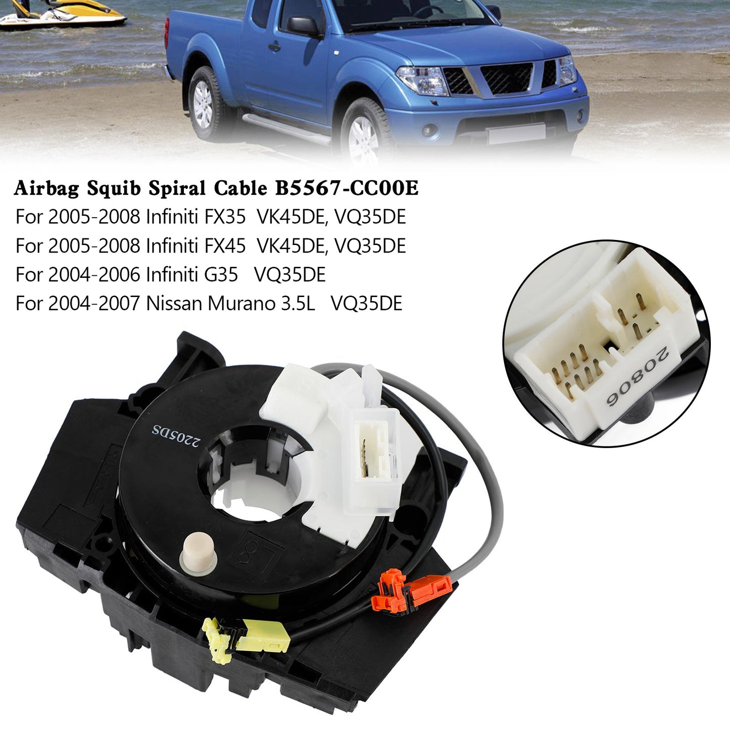 Nissan Pathfinder MK III (2005-2016) Fil de bobine d'allumage d'airbag 25567-5X10A