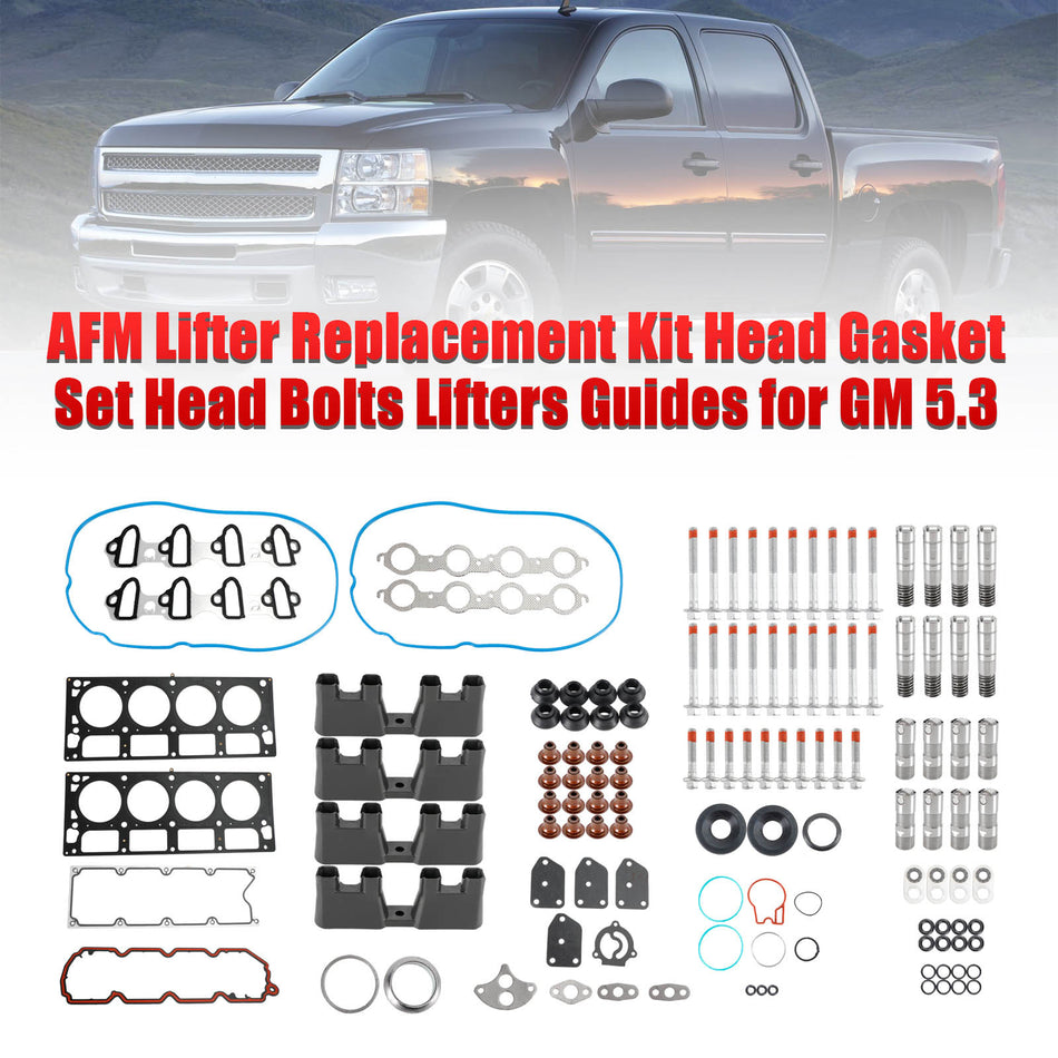 2005-2006 Chevrolet Silverado 1500 5.3L 5328CC 325CID V8 ELECTRIC/GAS OHV, (16 Valve) AFM Lifter Replacement Kit Kopfdichtungssatz Kopfschrauben Heber Führungen