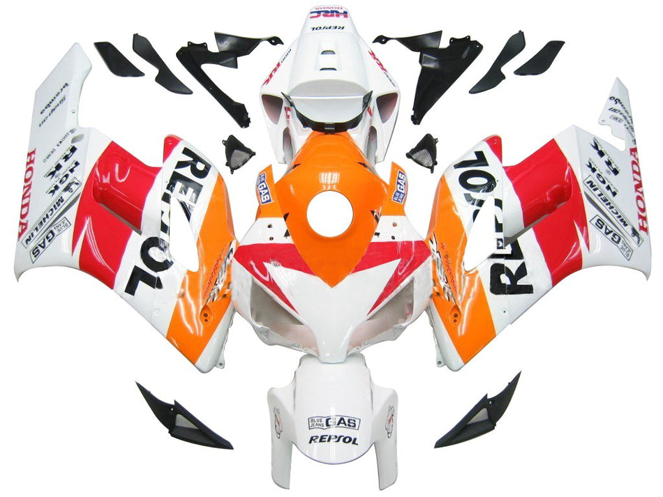 Amotopart Carénages Honda CBR1000RR 2004-2005 Carénage Carénage Blanc Orange Repsol Racing Trigger Kit