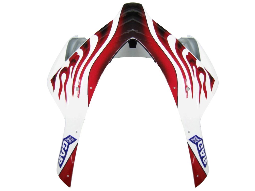 Amotopart Carénages Honda CBR1000RR 2004-2005 Carénage Carénage White &amp; Red Flame Shark Racing Accessing Kit