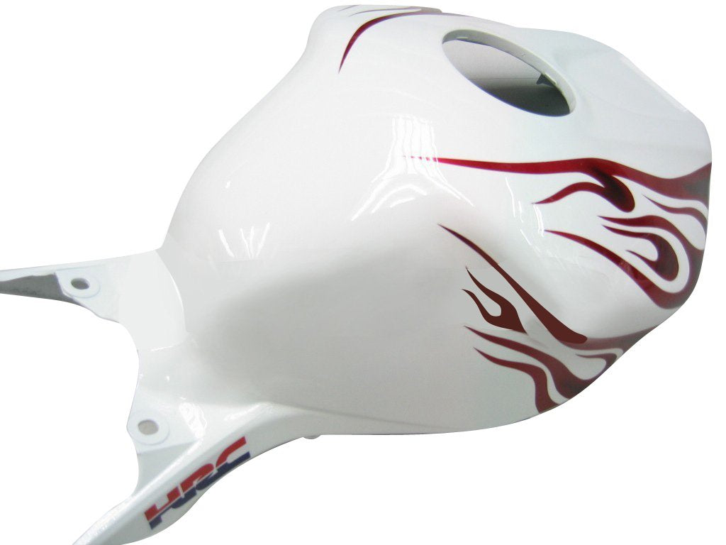 Amotopart Carénages Honda CBR1000RR 2004-2005 Carénage Carénage White &amp; Red Flame Shark Racing Accessing Kit