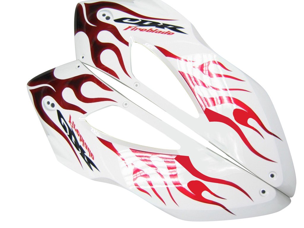 Amotopart Carénages Honda CBR1000RR 2004-2005 Carénage Carénage White &amp; Red Flame Shark Racing Accessing Kit