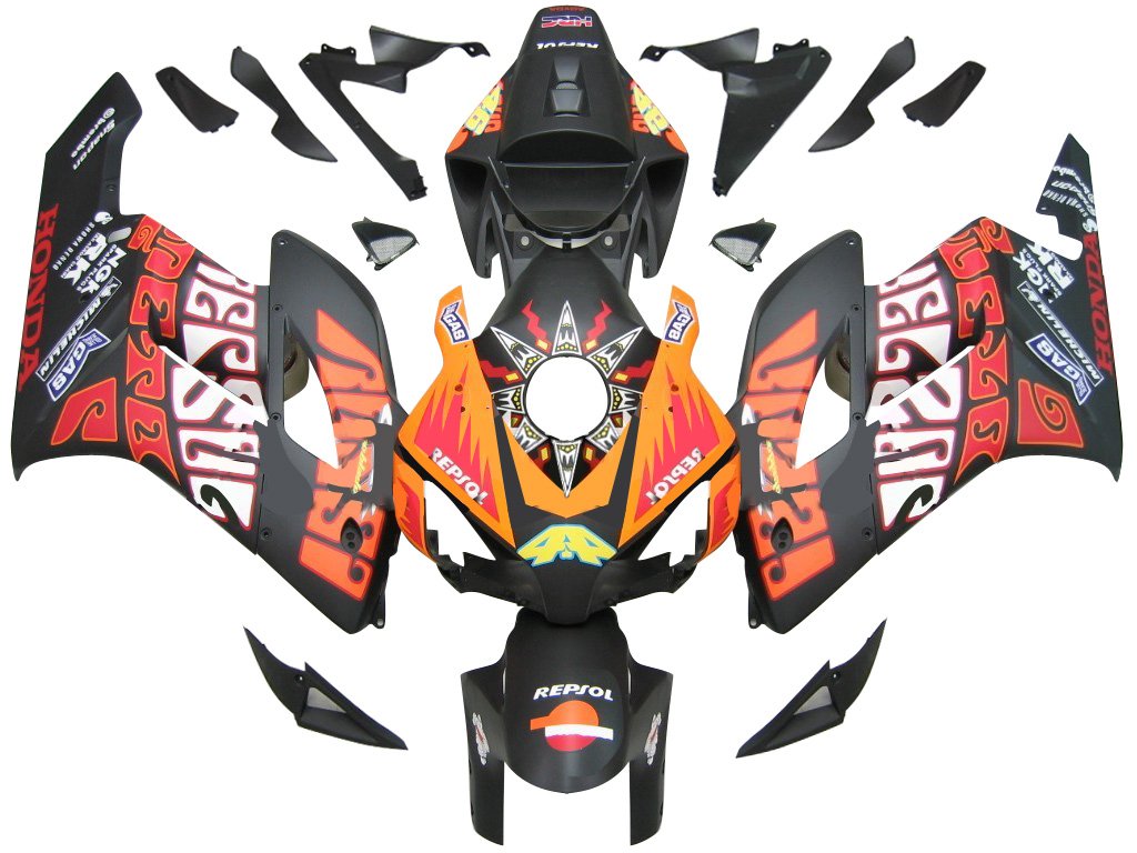 Carénages Amotopart Honda CBR1000RR 2004-2005 Carénage Valentino Rossi Racing Noir Orange Trigger Kit