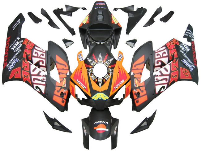 Amotopart-Verkleidungen Honda CBR1000RR 2004-2005 Verkleidung Valentino Rossi Racing Black Orange Abzugskit