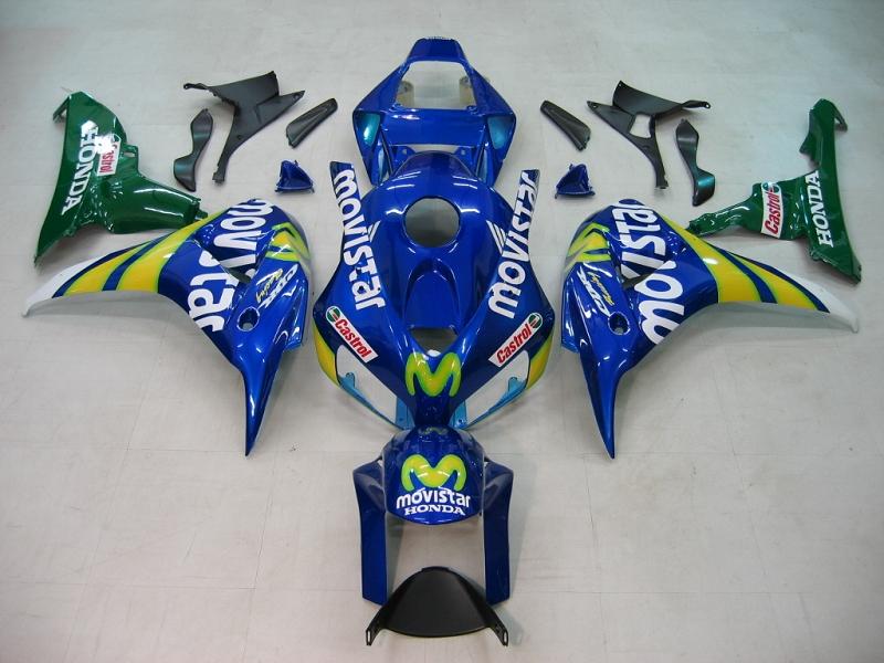 Amotopart Carénage Honda CBR1000RR 2006-2007 Warp Movistar Racing Kit déclencheur bleu et vert