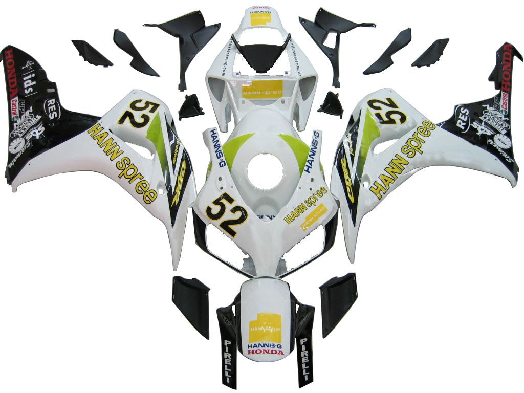 Carénages Amotopart Honda CBR1000RR 2006-2007 carénage blanc N ° 52 Hannspree Racing kit de déclenchement