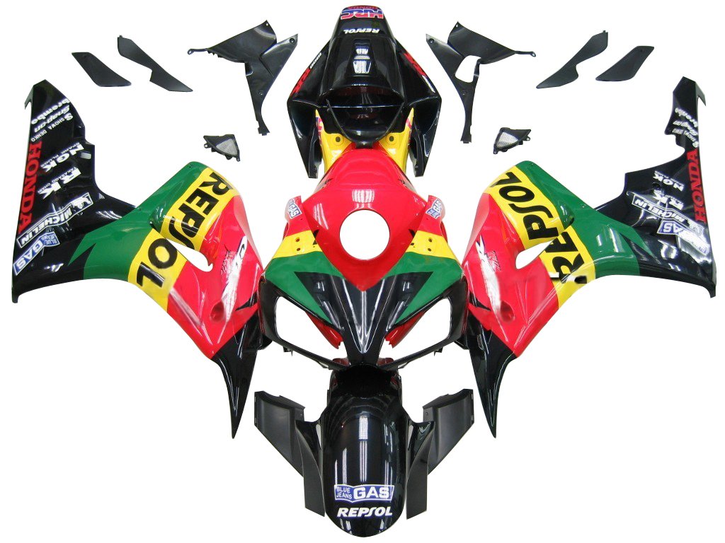 Amotopart Carénages Honda 1000RR 2006-2007 Carénage Rouge Jaune Vert CBR Race Walk Kit