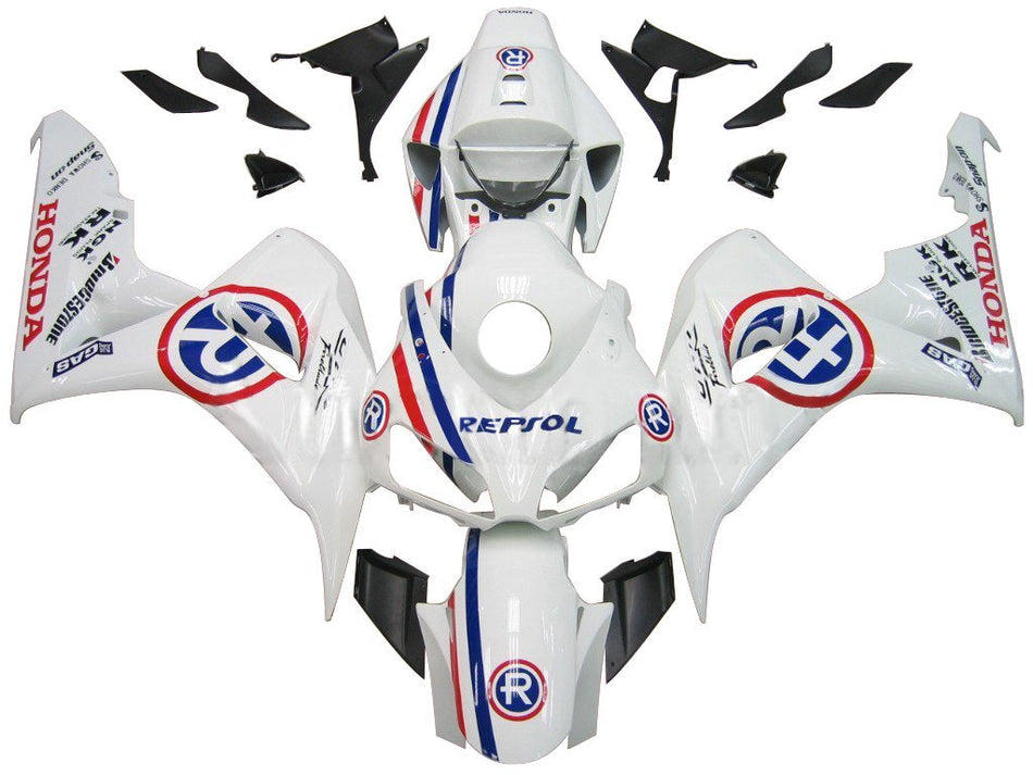 Amotopart Carénages Honda CBR1000RR 2006-2007 Carénage Blanc Cercle R Repsol Racing Kit Kite
