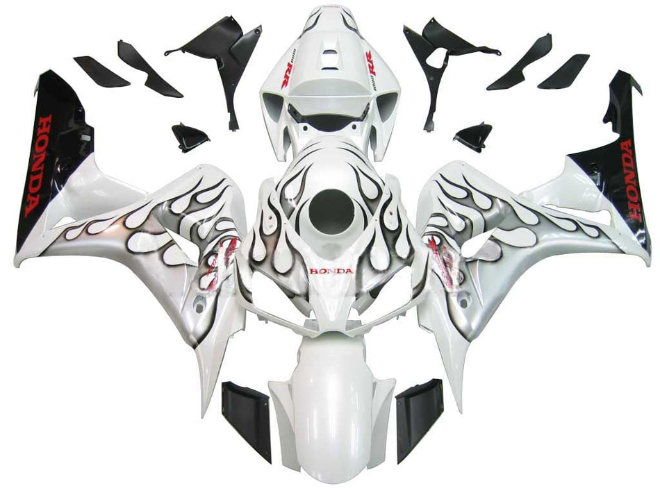 Carénage Amotopart Honda CBR1000RR 2006-2007 carénage blanc et kit mémoire noir silver flame racing