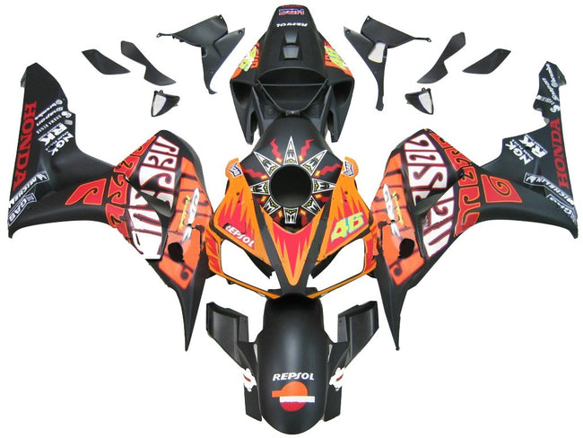 Amotopart-Verkleidungen Honda CBR1000RR 2006-2007 Verkleidung Valentino Rossi Racing Schwarzverkleidung Kit