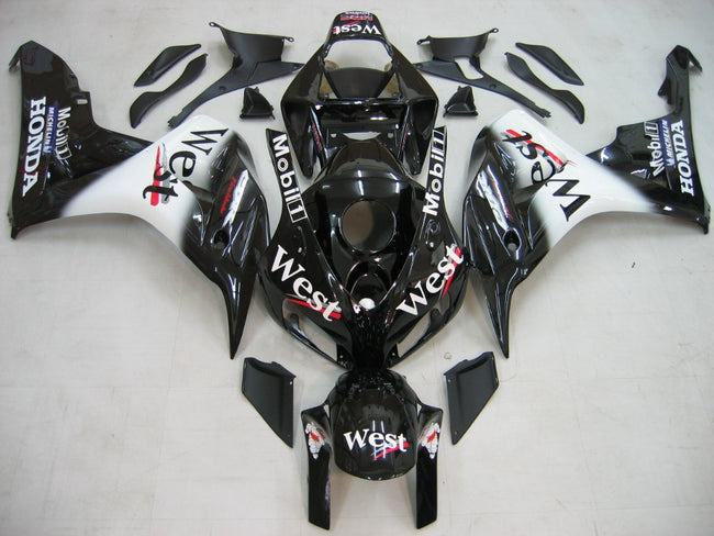 Amotopart-Verkleidungen Honda CBR1000RR 2006-2007 Verziehung West Racing Black Verkleidungskit