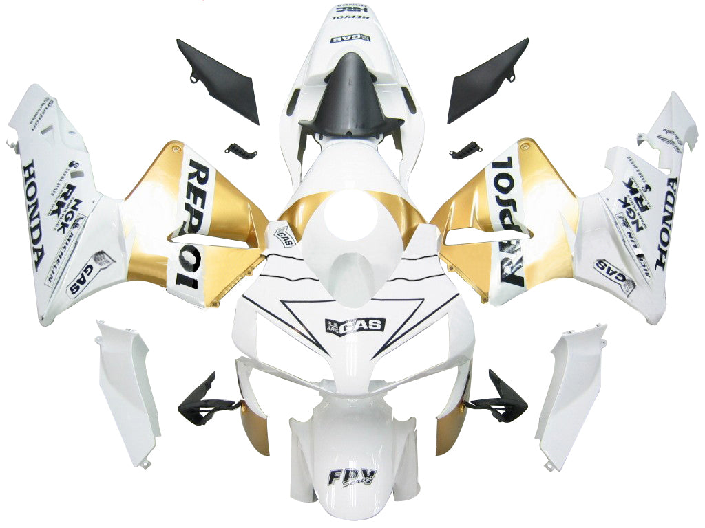 Amotopart 2003-2004 Honda CBR600 Carénage Blanc &amp; Or Kit